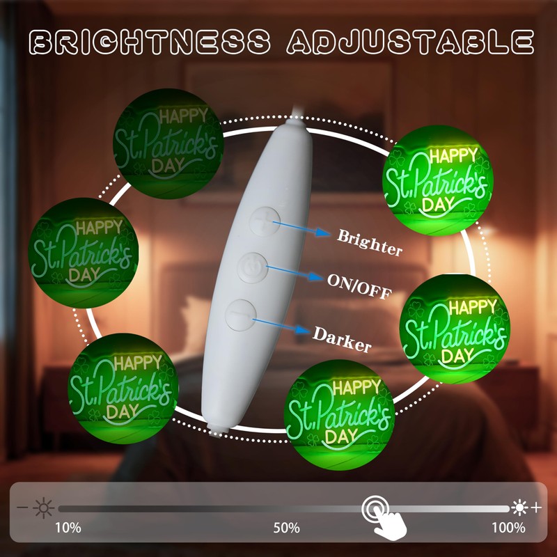 St Patricks Day Led Sign, Dimmable Led Neon Sign for