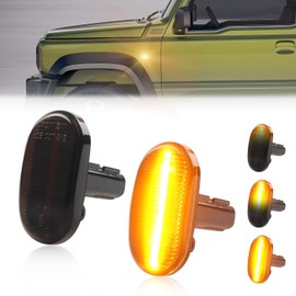 DYNVEX Front Sequential Side Marker Lights for Suzuki Jimny 2005-2012, Suzuki Jimny 2018-2022, [Newly Modern Upgrade] [Can-bus Design] Smoked Lens Amber LED Turn Signal Marker Lamps, 2PCS