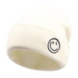 Baby Winter Beanie Hats Kids Winter Warm Knit Hat,Toddler Soft Warm Beanie for Little Boys Girls Children Caps 2-6 Years White