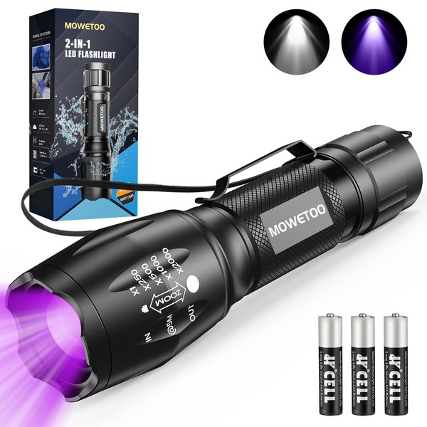 MOWETOO UV Flashlight, 2 in 1 395 nm LED Flashlight