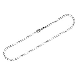NKlaus Anklet 925 Sterling Silver 26 cm Long Curb Chain Round Women's Foot Curb Chain 12553, Sterling Silver, No gemstone