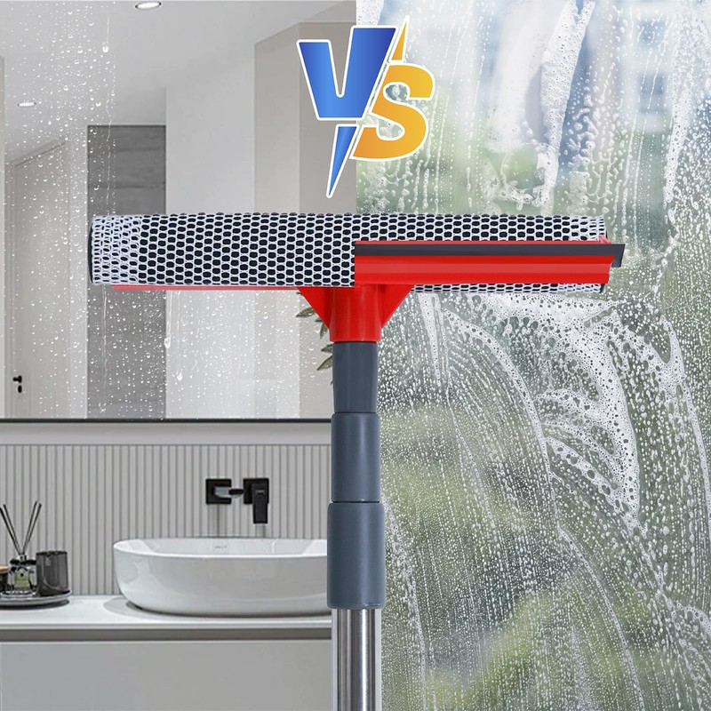 2 in 1 Window Squeegee with 36.6" Retractable Rtainless Steel