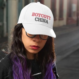 lepni.me Adjustable Baseball Cap Boycott China Top | Support Trump Tariffs 2025 | Pro-America Patriotic Outfit | Political Protest Slogan (Adults Black Multi Color)