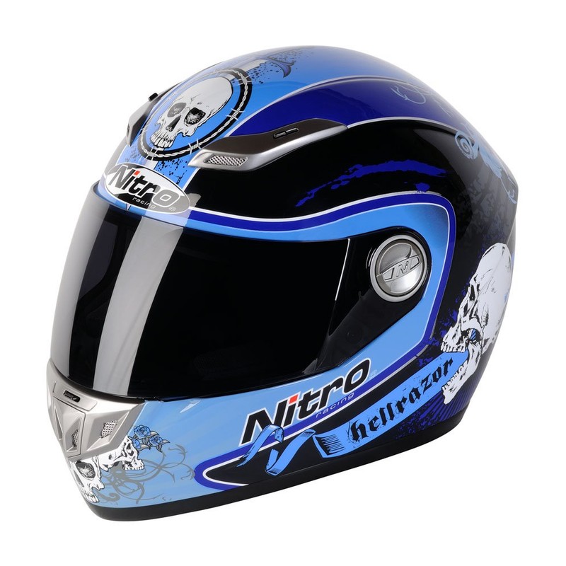Nitro Hellrazor Full Face Helmet (Blue/Black, X-Large)