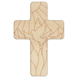 10x Wooden Christian Cross with a Pentecost Design Craft Shape 3mm Plywood(4 x 2.8cm,No Hole)