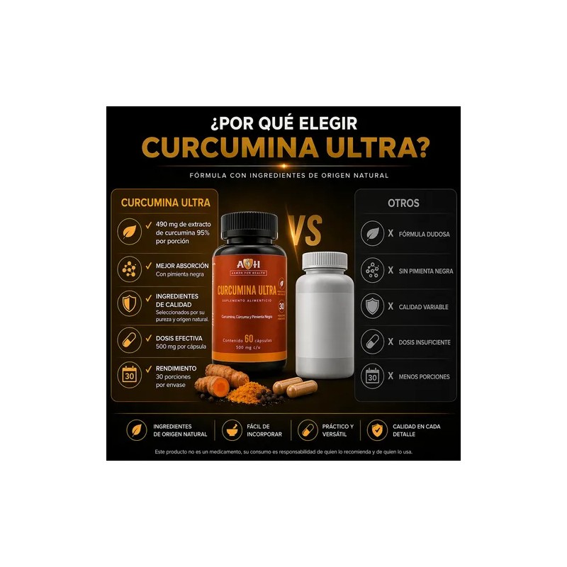 Curcumina Ultra De 60 Cápsulas 500 Mg A4h