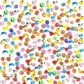 Coollooda Mini Erasers [210 Pieces] Fruit Animal Pencil Erasers for Kids, Adorable Pencil Erasers for Cute Pets, Animals, Fruits, Home, School, Classroom Rewards, Prizes