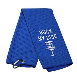 Funny Disc Golf Towel Golf Towel Suck My Disc Golf Towel with Clip Embroidered Golf Towel Gift (Suck My Disc T)