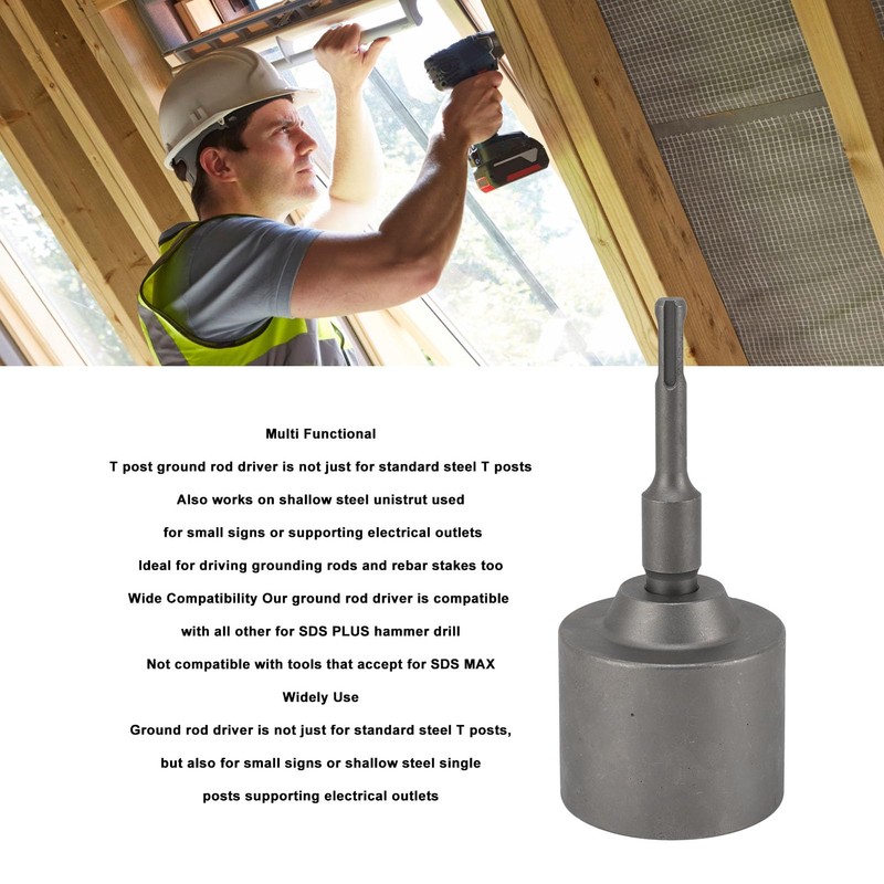 Heavy Duty T-Post Ground Rod Driver, Forged Steel Ground Rod