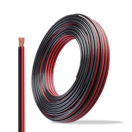 TMH 20FT - 12 AWG 2pin 2 Color Red Black Cable Hookup Electrical LED Strips Extension Wire 30A 12V/24V, 2 Conductor Parallel Strips Extension Wire for Ribbon Lamp Tape Lighting (1 Pcs)