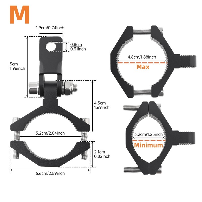Motorcycle Light Bar Mount Brackets CNC Aluminum Fork Tube Clamps