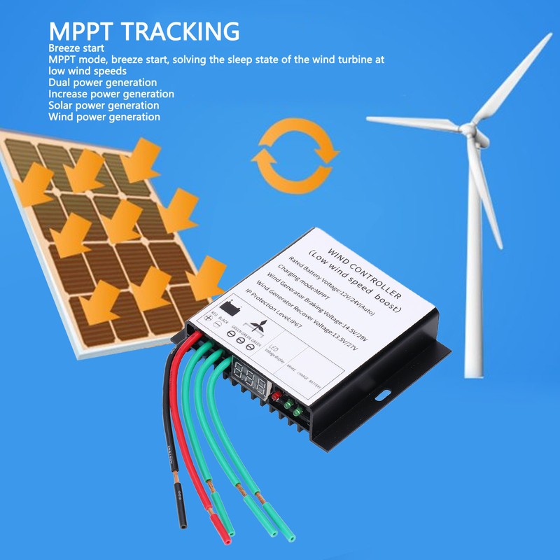 MPPT Wind Turbine Controller 100‑400W 12V 24V Auto Match Wind