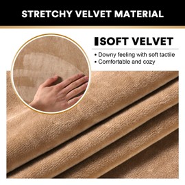 Real Velevt Stretch Armrest Covers Anti-Slip Furniture Protector Soft Velvet Armchair Armrest Cover Slipcovers for Sofa, 4 Pieces, Camel
