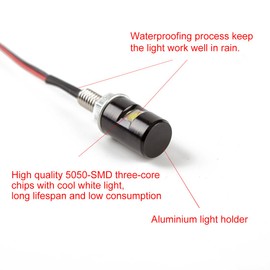 CZC AUTO 4PCS License Plate Light, License Tag Screw Bolt Lamp, 12V White LED Bulb, Waterproof/Rainproof, Black Aluminium Light Holder, Legal for Car Motorcycle Truck RV ATV Bike