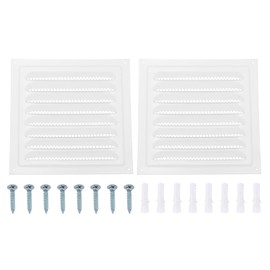 PATIKIL 8"x8" Stainless Steel Gable Vent, 2pcs Exterior Wall Outlet Vent Cover HVAC Air Grille Louvered Screen Mesh for Kitchen Bathroom Ventilation, White