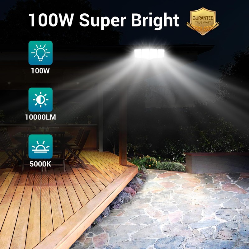USTELLAR 100W 10000lm Floods Light Outdoor, Switch Controlled LED Security