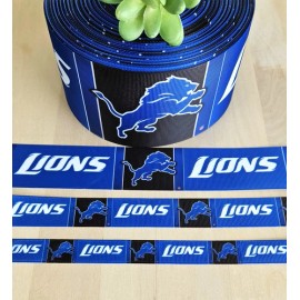 Unbranded 5/8, 7/8, 1.5 & 3" (1 YD) Detroit Lions Grosgrain Ribbon Football Cheer Bow - 1 1/2"