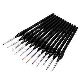 12Pcs Paint Brush Set for Face MakeUp Nail Scale Model Painting Watercolor Line Drawing(Black )