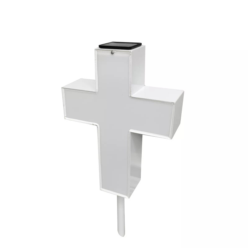 FixtureDisplays Solar Lighted Cross Solar Power Cemetery Cross Grave Memorial