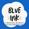 BLUE Ink Five Individual Ink Refills for Beadable Pens -