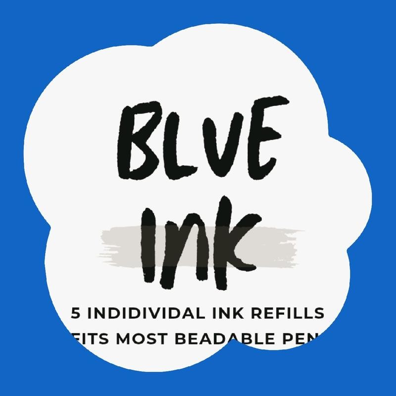 BLUE Ink Five Individual Ink Refills for Beadable Pens -