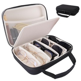 Fonwill Travel Sunglasses Organizer, Portable Sunglasses Case for Multiple Pairs, Eyeglasses Storage Holder for Men Women (Black)