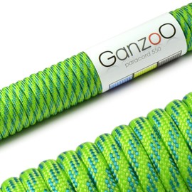 Ganzoo Paracord 550 Rope, Nylon Polyester, 4 mm, Type 3, 30 Metres, 7 Core Strands, Outdoor Cord, All-Purpose Rope, Dog Collar, Dog Lead, Bracelet, Knotting Bracelet, Camping, Survival - Green Blue