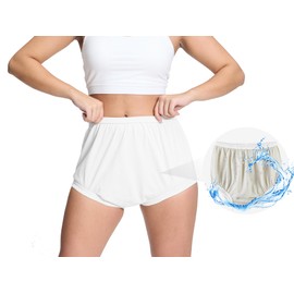 Women's Plastic Pants for Adult Diapers Incontinence Waterproof Cloth Diaper Cover Leakproof Rubber Underwear Alternative (White, 2XL)