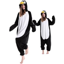 vavalad Adult Penguin Costume Cosplay Penguin Onesie Sleepwear for Women Men, Penguin, Small