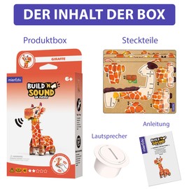 mierEdu - Soundwunder 3D Puzzle Giraffe - Interactive 3D Puzzle with Sound for Children from 6 - Giraffe Toy, Easy to Assemble