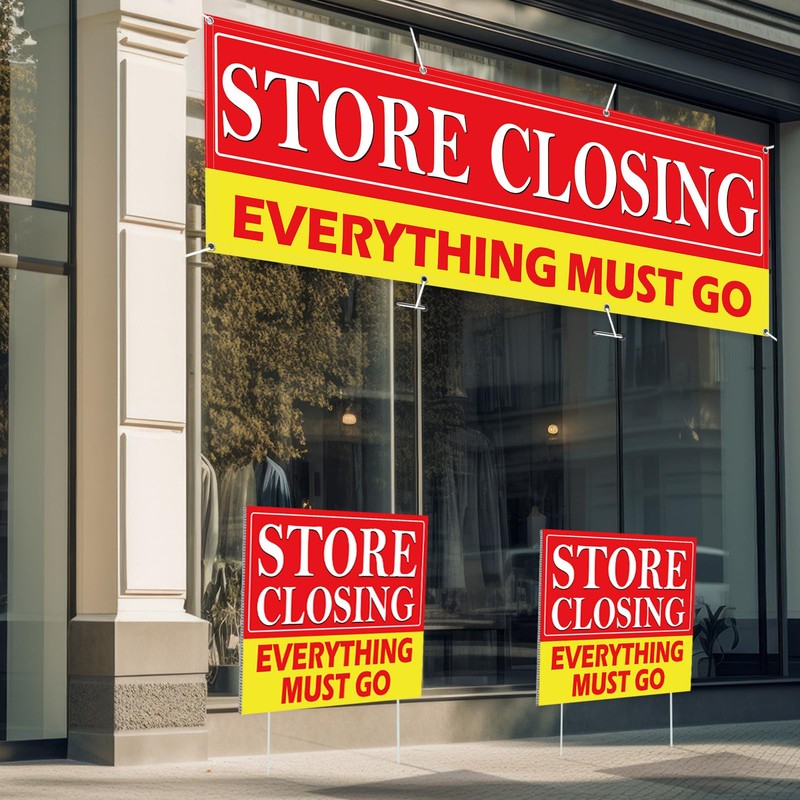 Fiwochic 4 Pcs Store Closing Everything Must Go Banner Signs