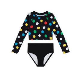 Kanu Surf River Langarm-Rashguard für Mädchen, LSF 50+, zweiteiliges Schwimmset, Cori Black, 12