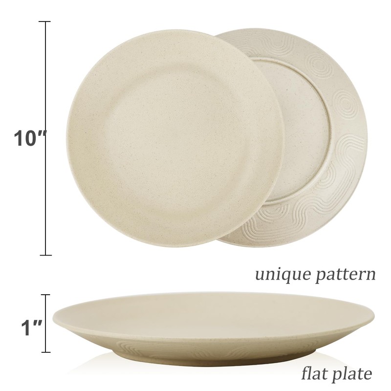 Wrova Wheat Straw Dinner Plates 10 Inch Unbreakable Set of