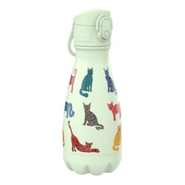 Ion8 Leak-Proof Reusable Insulated Drinking Bottle, Stainless Steel, 280 ml (10 oz), Cats