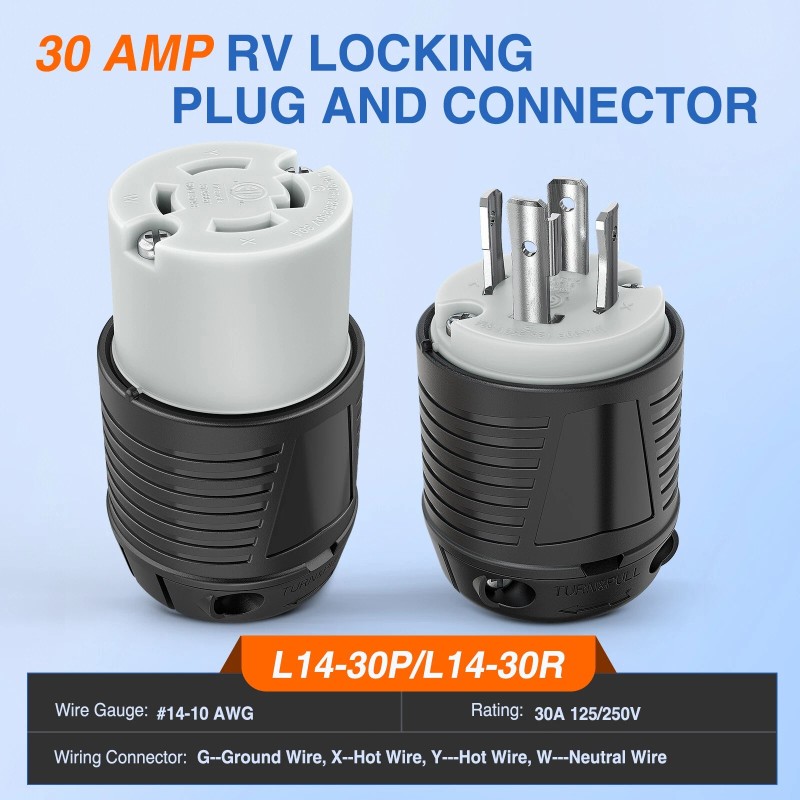 Nilight 30Amp L14-30P L14-30R Male Female Locking Plug Twist Lock