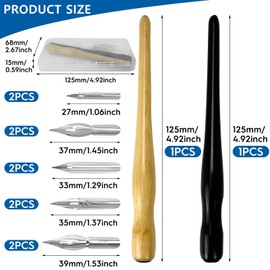 Nib Pen and Holder Set, Nib Pen Set, 125 mm Drawing Comic Pen, Nib Holder, Nib Calligraphy Pen Set with 5 Different Nibs, Pen Holder for Comics Calligraphy (2 Colours)