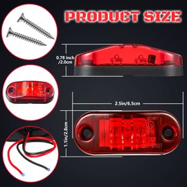 10 Pcs 2.5 Inch LED Trailer Lights 2 Diode Waterproof LED Trailer Side Marker Lights Oval Signal Running Lights For Truck Boat RV (Red)