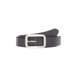 s.Oliver Leather Belt with Rectangular Frame Clasp and Logo Details, black