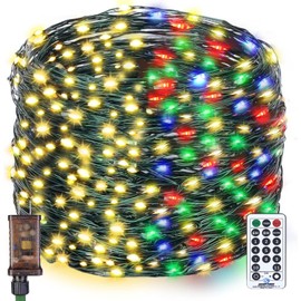 Decute 500LED Christmas Tree Lights Fairy String Light 164FT Green Copper Wire Warm White and Multicolor Dimmable with Remote, UL Cerficated Twinkle Light for Party Wedding Indoor Outdoor Decor