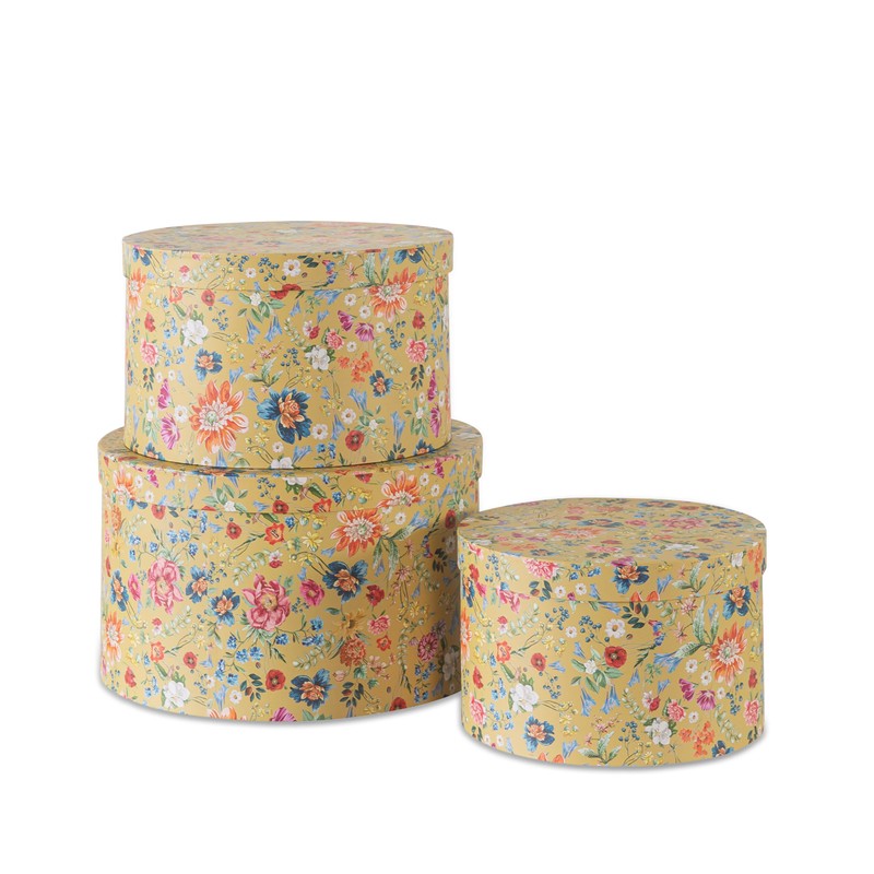 Soul & Lane Botanica Bliss Gold Round Hat Boxes with