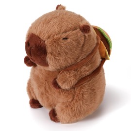 Riuhot Capybara Stuffed Animals with Hamburger Backpack Soft Capybara Plush Kawaii Plushie Christmas Valentine's Day Birthday for Kids(9in)