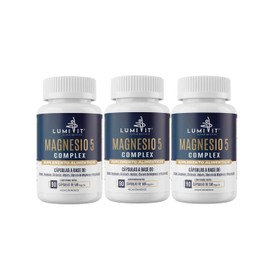 Magnesio 5 Complex- Paquete de 3 – Suplemento con 5 Tipos de Magnesio (Citrato, Gluconato, Malato, Glicinato, Cloruro) y Vitamina D3 – 90 Cápsulas de 500 mg – 30 Días