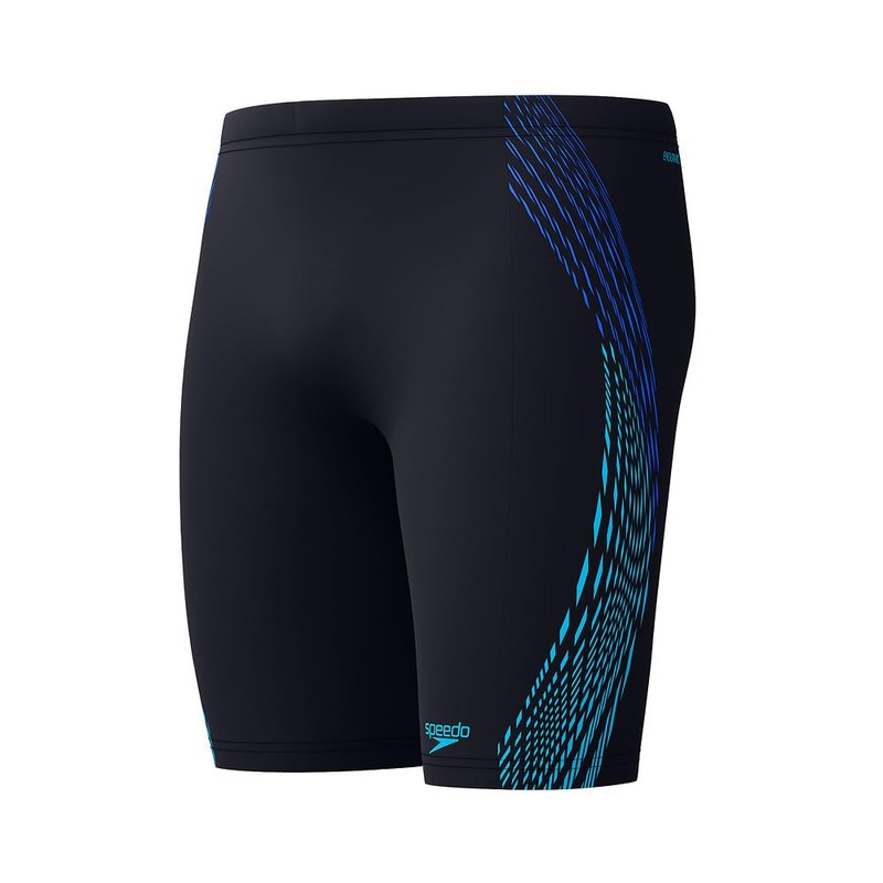 Speedo Men's Tech Panel Jammer, Black/Cobalt Pop, 34