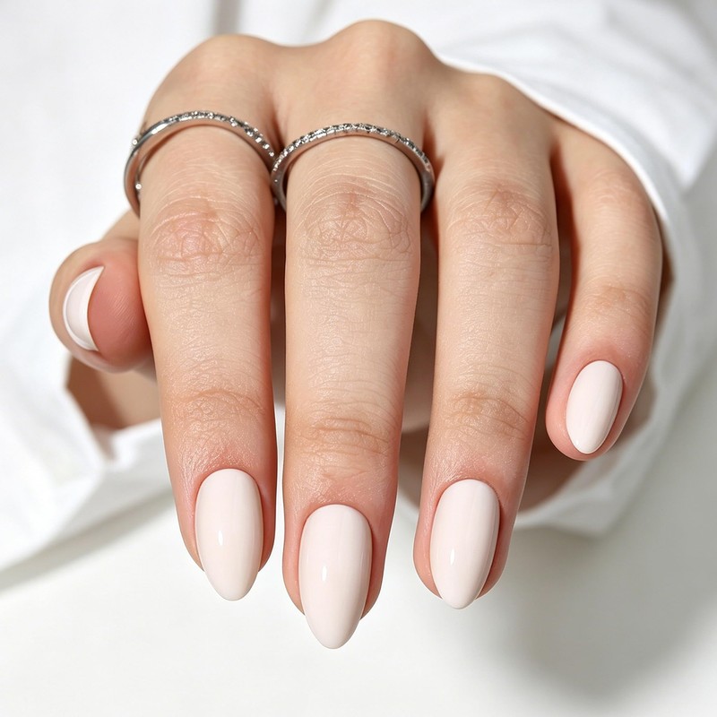 Uñas postizas Bonitiva cortas almendradas, gel suave blanco brillante reutilizable,