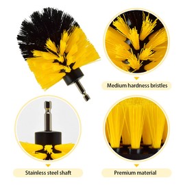 Drill Brush, Power Scrubber Cleaning Brush Attachment Set All Purpose Scrub Brush for Grout, Floor, Tub, Shower, Tile, Bathroom and Kitchen Surface (1.Yellow 3pack)