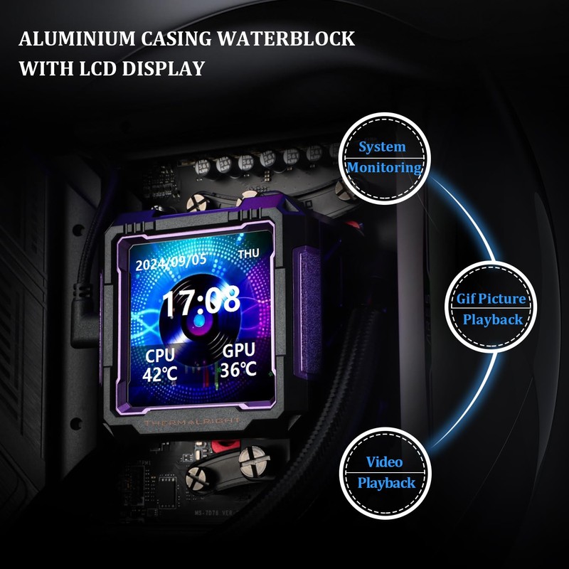 Thermalright FW PRO 360 ARGB Black CPU AIO Cooler,IPS LCD