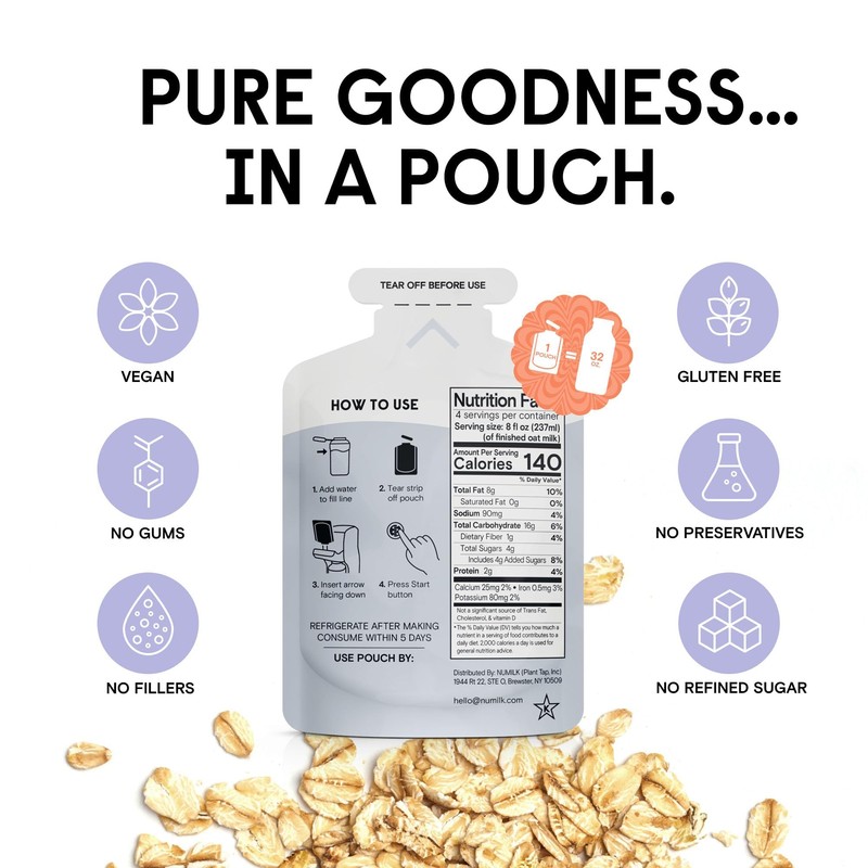 Numilk Pouches 12-Pack - Original Oat - Creamy Plant-Based Milk