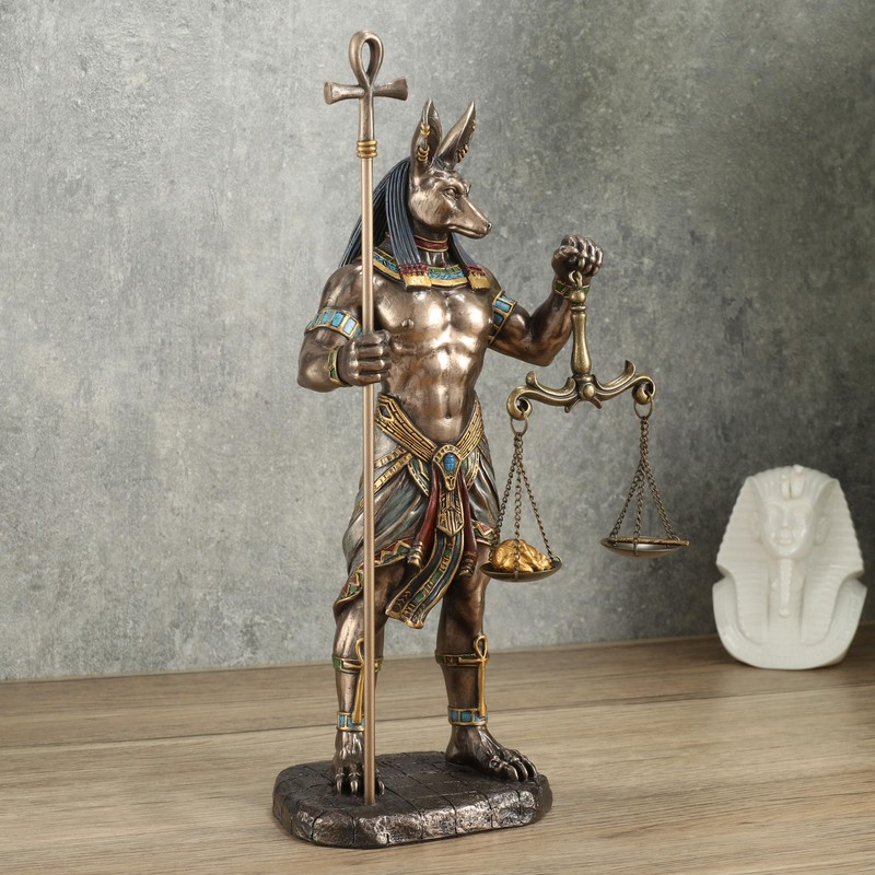 Veronese Design 10 5/8 Inch Anubis Holding Ankh Staff and