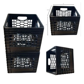 FLI Products Heavy-Duty Black Milk Crates for Storage, Organization & DIY | Perfect for Home, Camping, Worksite, & More - USA Made, Stackable, Durable (24 Quart 3PK)