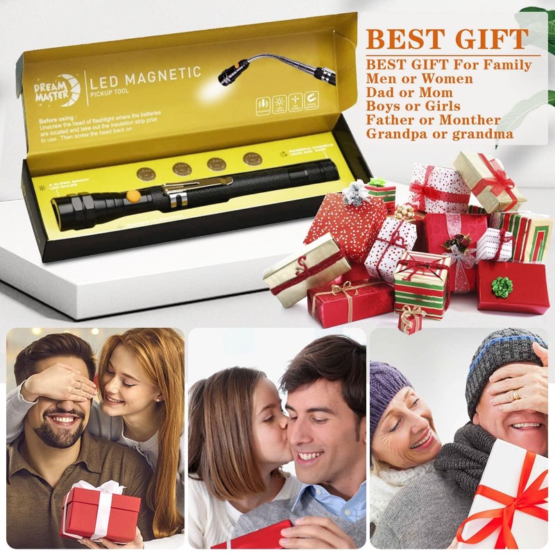 Magnetic Pickup Tool, Gifts for Men, Telescoping Magnet Flashlight, Gifts